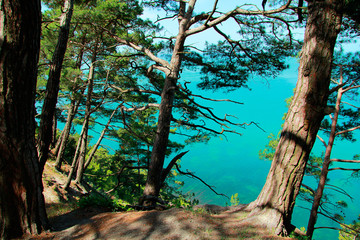 A view of the turquoise sea from cliff