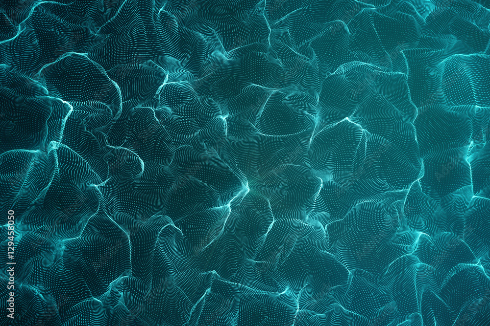 Poster 3d rendering abstract polygonal wave background with connecting dots and lines. connection structure