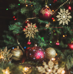 Obraz na płótnie Canvas New Year Christmas balls and garland