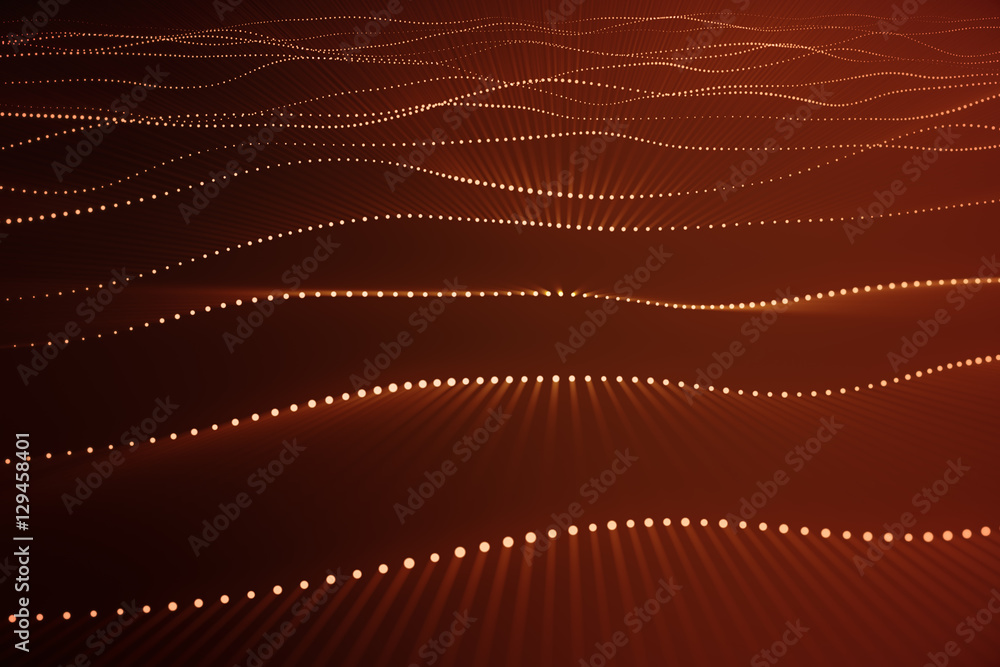 Poster 3d rendering abstract polygonal wave background with connecting dots and lines. connection structure