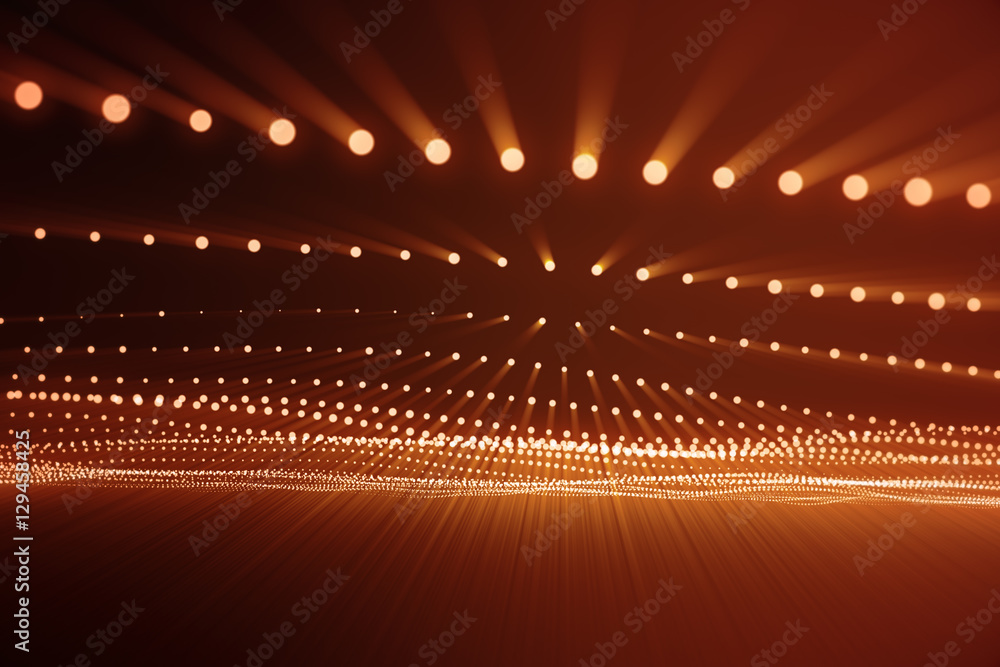Poster 3d rendering abstract polygonal wave background with connecting dots and lines. connection structure