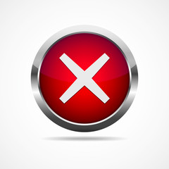 Obraz premium Red cross mark button. Vector illustration.