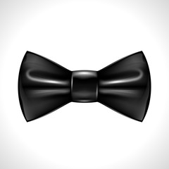 Realistic black bow tie on white background. Meshes and gradients