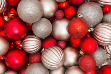 Full frame silver and red christmas decoration glass ornament balls