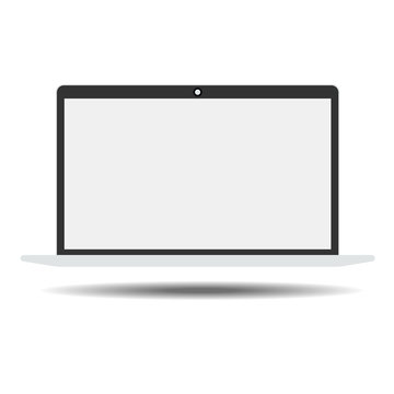 Vector modern computer monitor display with blank screen isolated on white background.