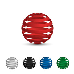 A set of logos , balls tape red, white, black, green, blue.