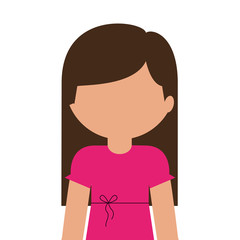 silhouette half body teen with long hair and dress without face vector illustration