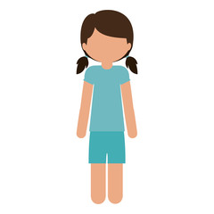 silhouette teen with t-shirt and shorts without face vector illustration