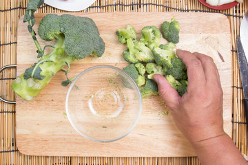 chef prepared broccoli before cooking