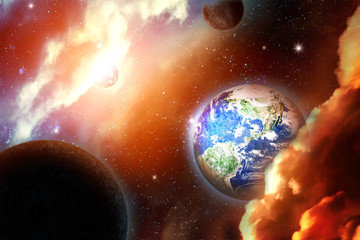 Earth and galaxy. Elements of this image furnished by NASA.