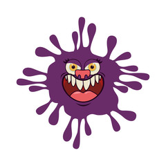 silhouette purple with bacteria cartoon shape vector illustration