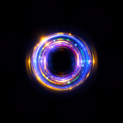 Abstract neon background. luminous swirling bunner. Glowing spiral. 
Shine round frame with light circles light effect. Glowing cover. 
Space for your message. Glossy. LED ellipse