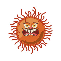 silhouette orange with bacteria cartoon shape vector illustration