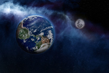 planet earth with moon Elements of this image furnished by NASA