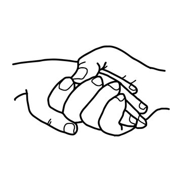 illustration vector doodles hand drawn two people holding hands,