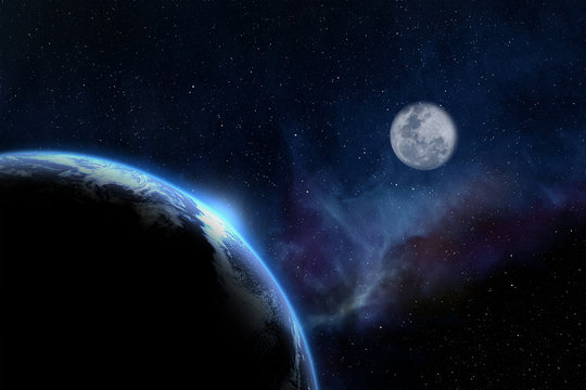 planet earth with moon Elements of this image furnished by NASA © hideto111