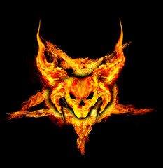 fire devil face on black background