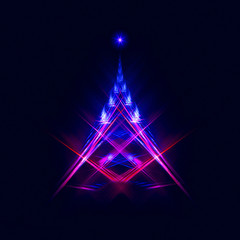 Illuminated Christmas tree on a black background