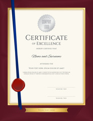 Elegant portrait certificate template for excellence, achievement or appreciation