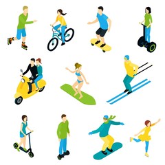 Fototapeta premium Isometric People Ride Set