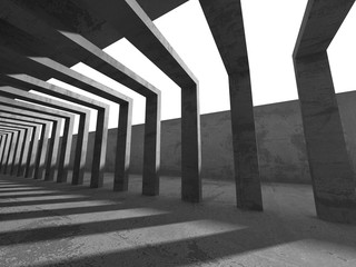 Empty concrete room interior. Abstract architecture urban backgr