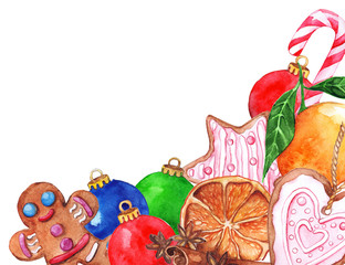 Watercolor Christmas XMas New Year frame artwork