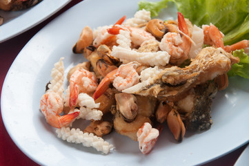 Shell Shrimp Fish and Octopus Seafood