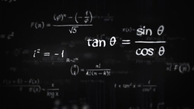 Mathematical formulas. Loopable. Dolly in. Black-White.