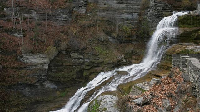 Lucifer Falls Waterfall Ithaca, NY, Giant Waterfall Over Rocks