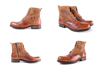 shoes leather on white background