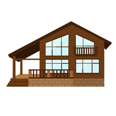 Cool detailed wooden house icon isolated on white background