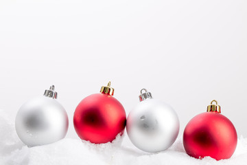 Christmas decoration with snow isolated on white background