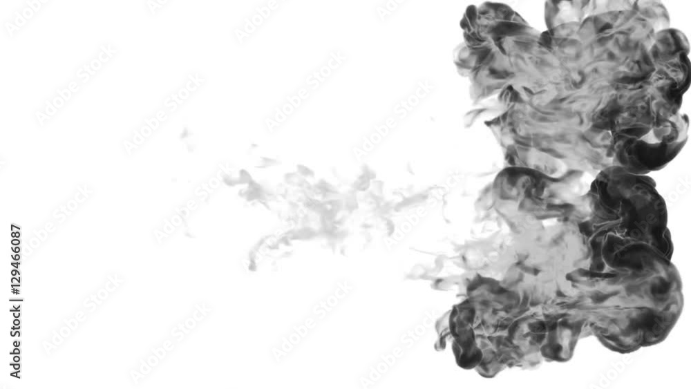 Poster black paint dissolved in water on a white background. 3d render. voxel graphics. computer simulation