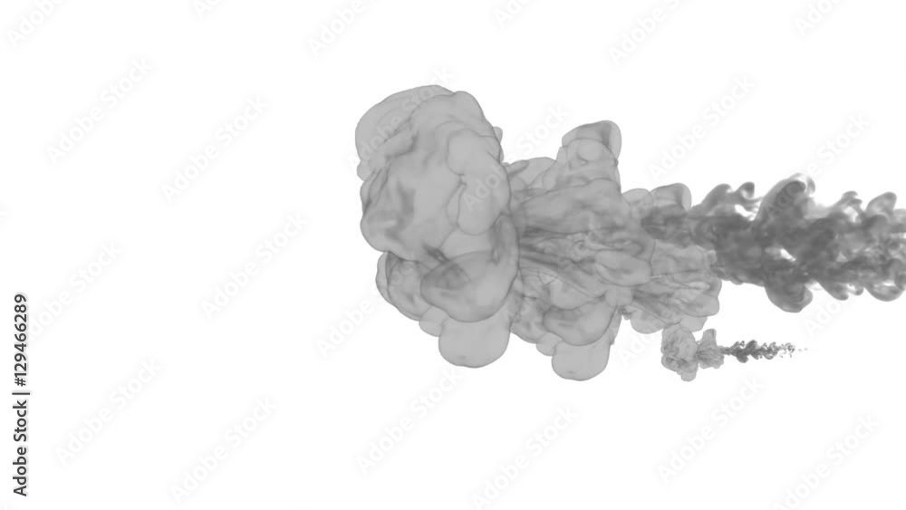Aufkleber black paint dissolved in water on a white background. 3d render. voxel graphics. computer simulation