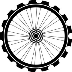 silhouette of a bicycle wheel. bike wheels with tyre and spokes. isolated on white