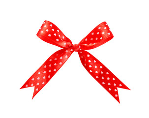 Bow made of silk ribbon isolated on white