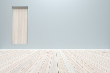 Empty interior pastel room with wooden floor, For present your p