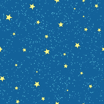 Night Sky with Bright Stars Vector in Flat Design