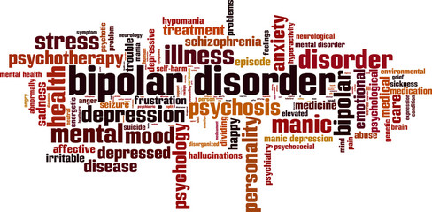 Bipolar disorder word cloud concept. Vector illustration