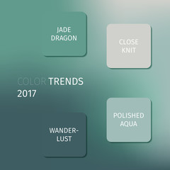 Airy Blue, Sharkskin, jade dragon, close knit, wanderlust, polished aqua - trendy fashion colors of the year 2017. Abstract background with infographic. Vector illustration