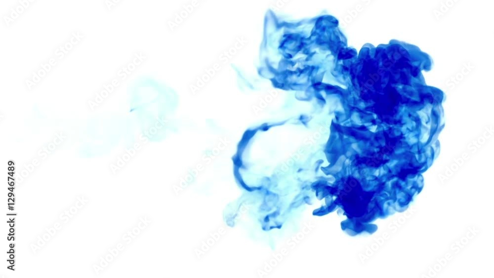 Aufkleber blue paint dissolved in water on a white background. 3d render. voxel graphics. computer simulation 