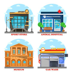 Car wash and veterinary shop, sportswear store