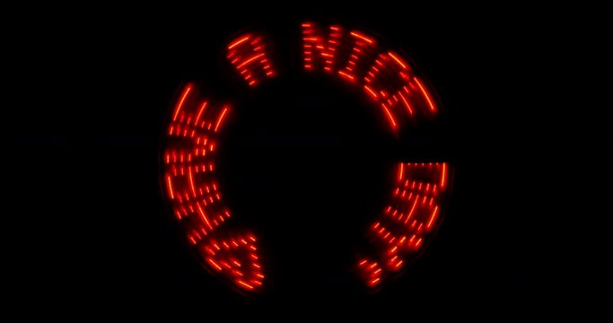 Digital text &ldquo;Have a nice day&rdquo; on red LED panel isolated on a black background
