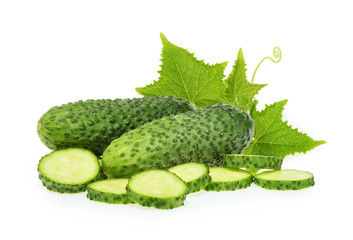 Cucumbers isolated on white