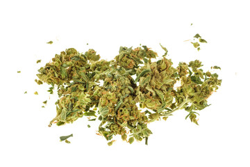Marijuana buds isolated on white background