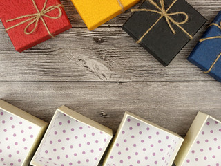 present box on wood background