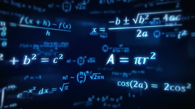 Mathematical formulas. Loopable. 360. Blue.