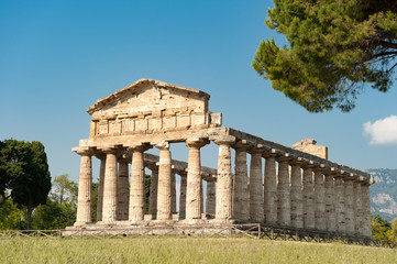 Fototapeta na wymiar Tempelanlage in Paestum der Tempel der Athene