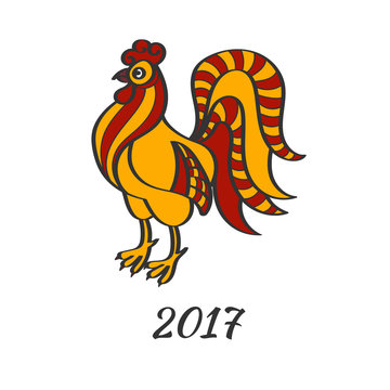 Vector stylized rooster. Symbol of the 2017 chinese new year