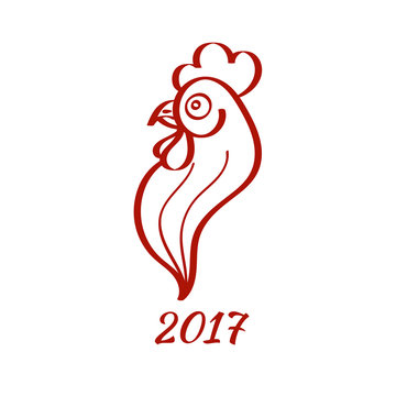Vector stylized red rooster. Symbol of the 2017 chinese new year